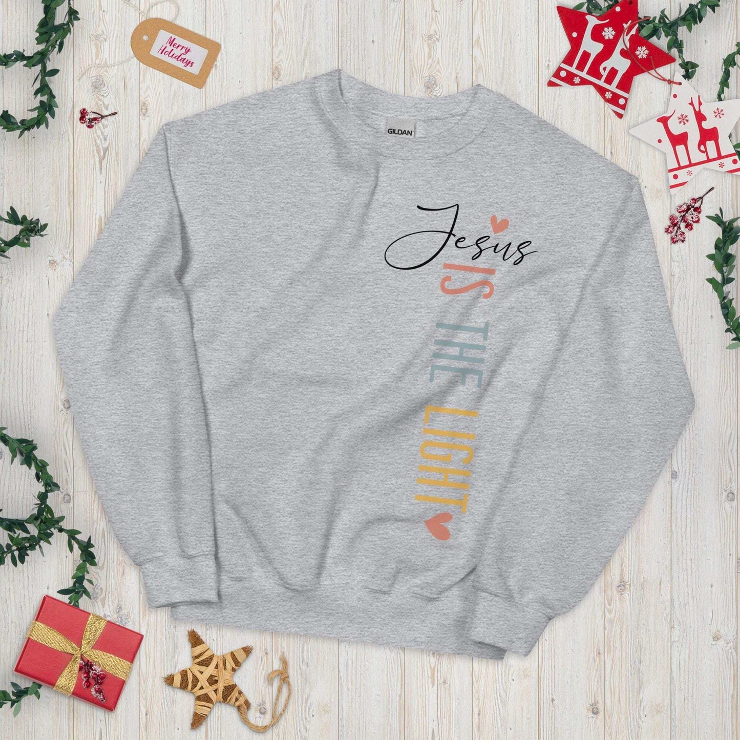 Jesus Is the Light Sweatshirt | Classic Fit Christian Sweatshirt | Faith Based Apparel | Christian Gift