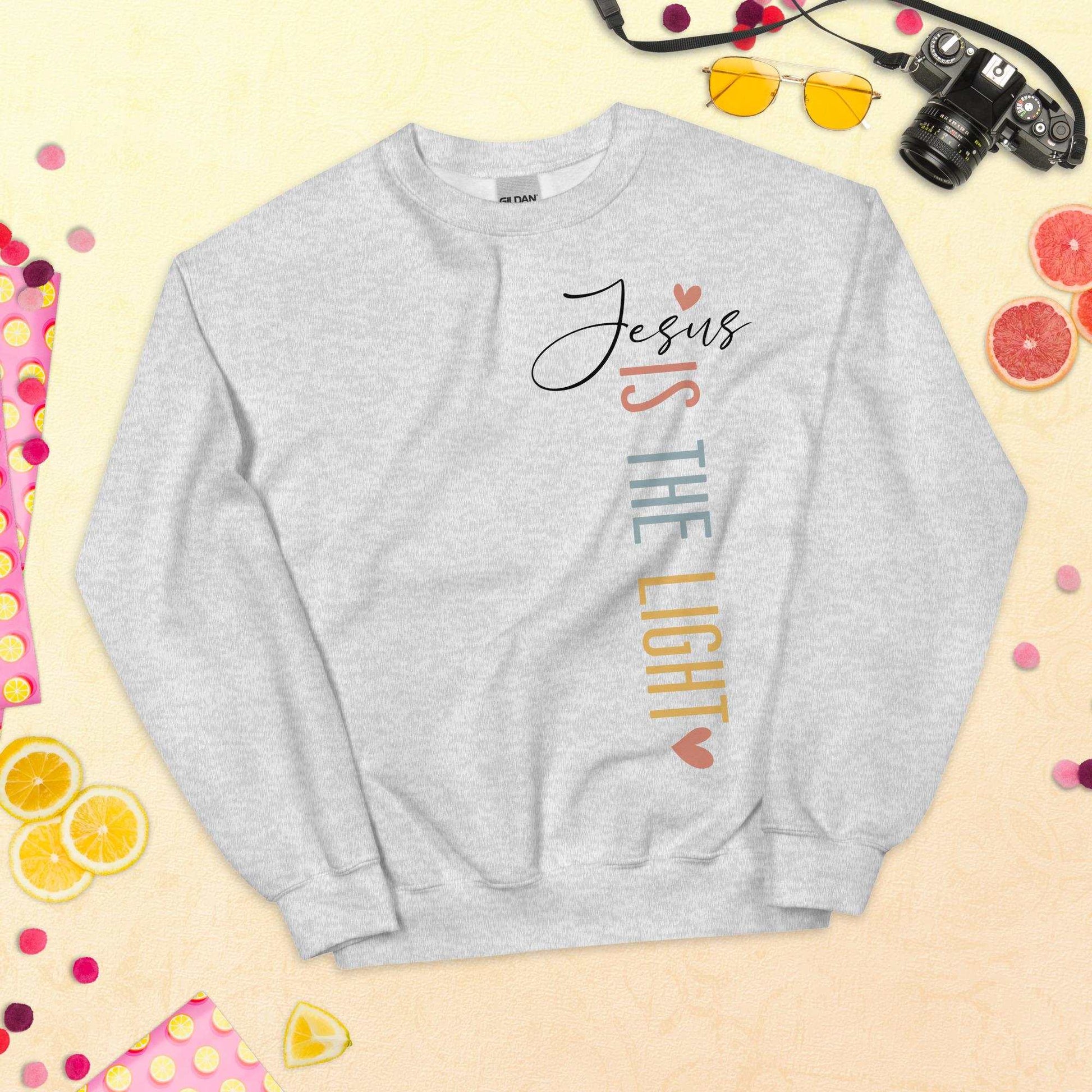 Jesus Is the Light Sweatshirt | Classic Fit Christian Sweatshirt | Faith Based Apparel | Christian Gift