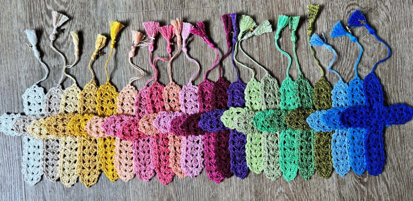 Handmade Crochet Cross Bookmark | Organic Cotton Christian Gift | Religious Bible Bookmark