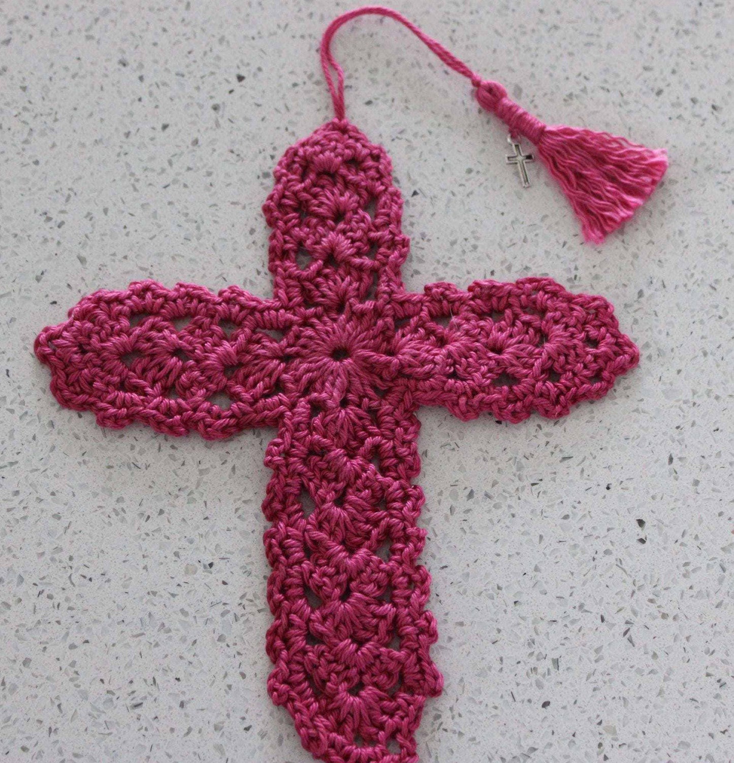 Handmade Crochet Cross Bookmark | Organic Cotton Christian Gift | Religious Bible Bookmark