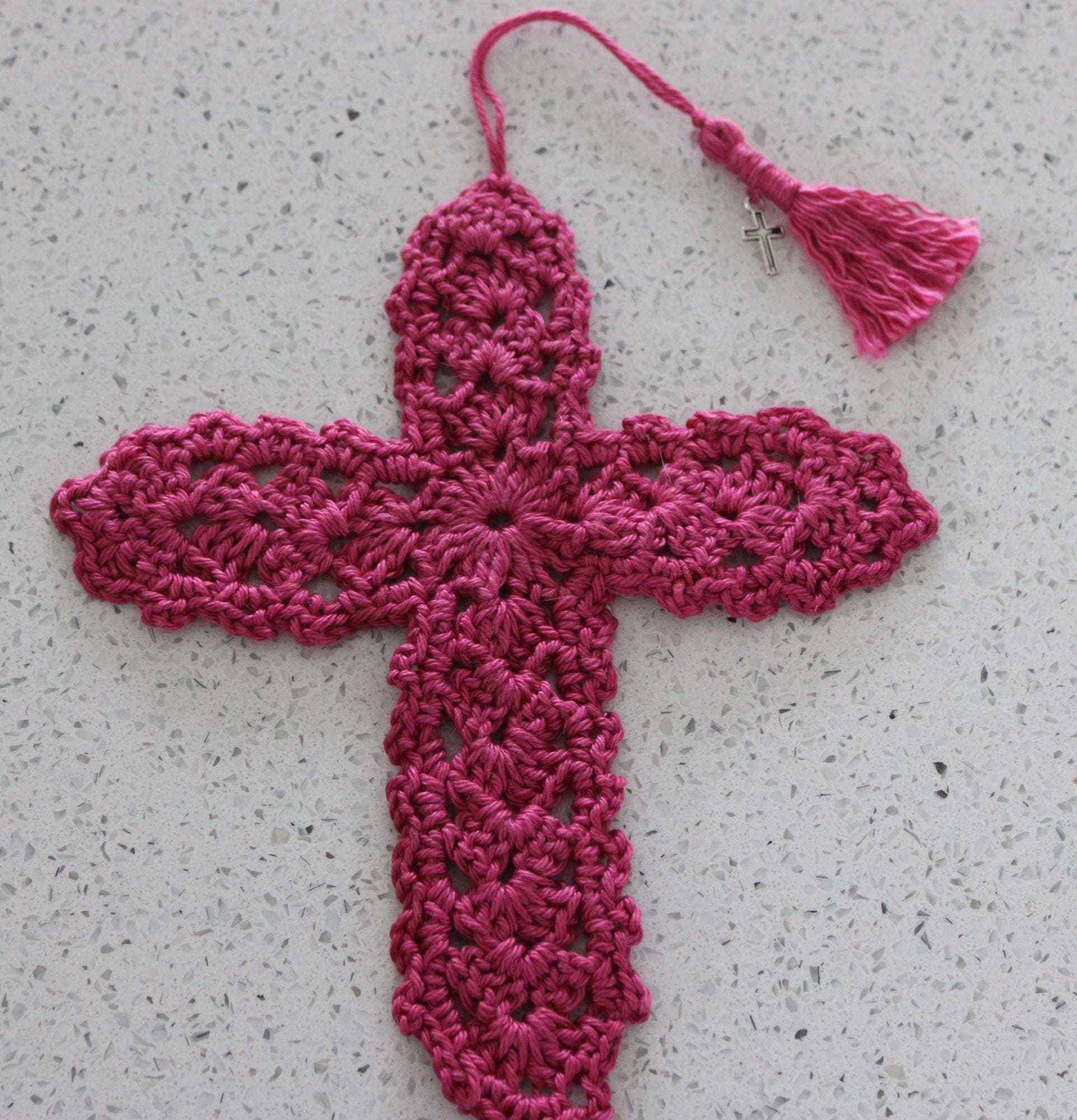 Handmade Crochet Cross Bookmark | Organic Cotton Christian Gift | Religious Bible Bookmark