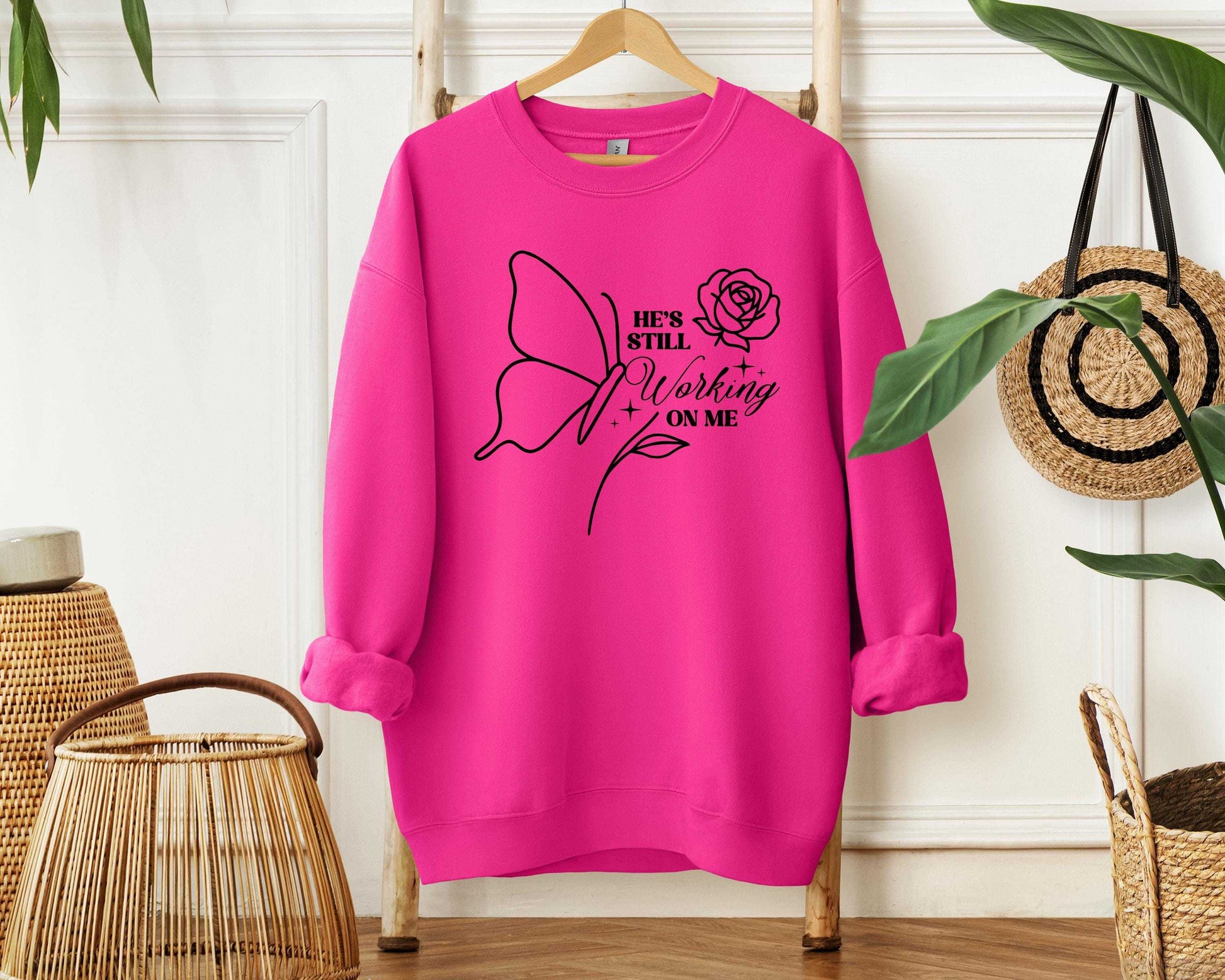 Christian Fleece Sweatshirt • He Is Still Working On Me, Faith Apparel