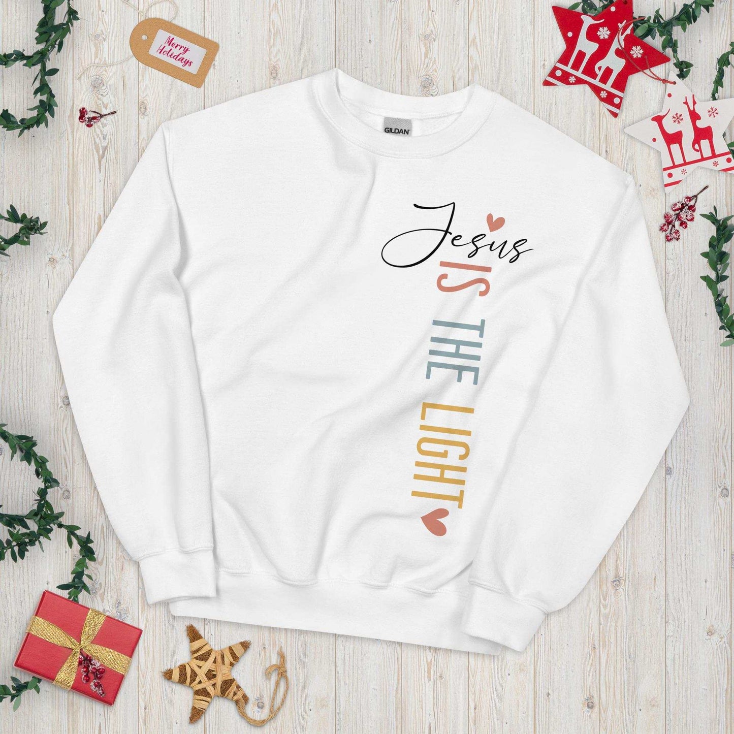 Jesus Is the Light Sweatshirt | Classic Fit Christian Sweatshirt | Faith Based Apparel | Christian Gift