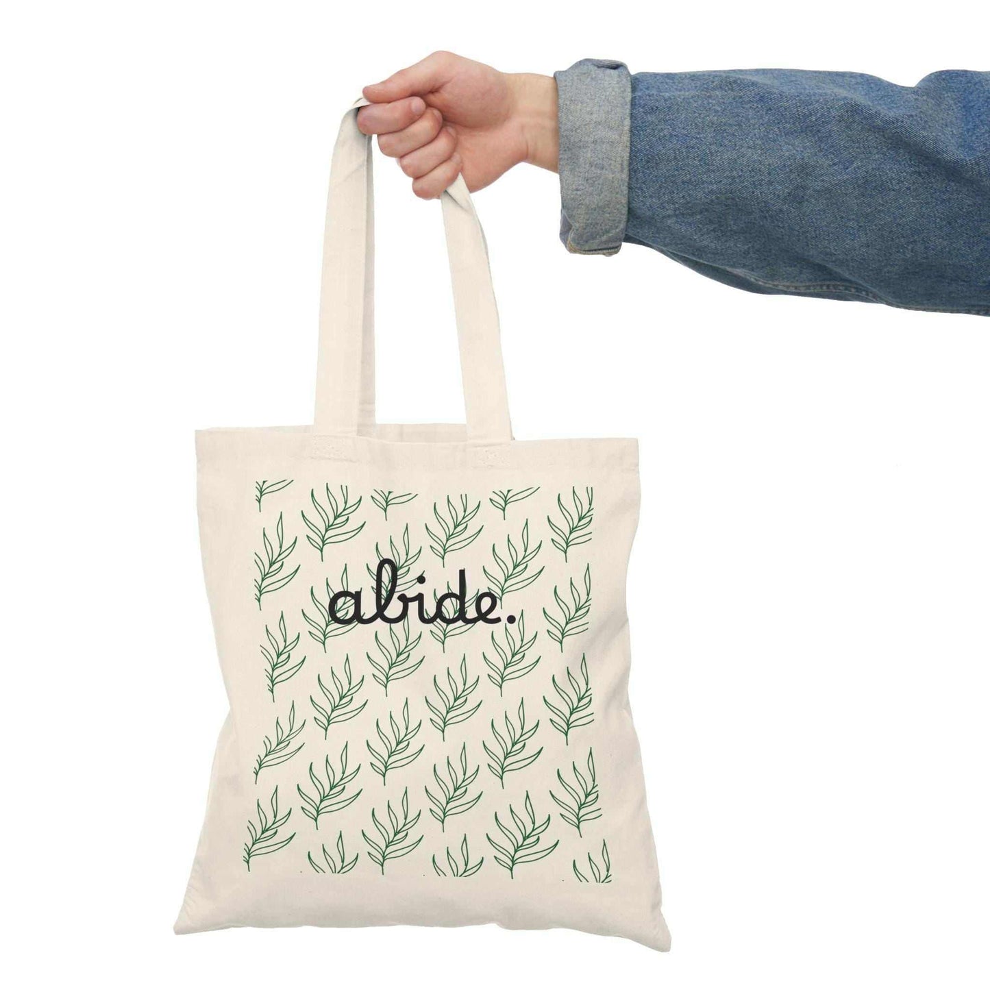 Floral Abide Cotton Canvas Tote Bag – Christian Gift