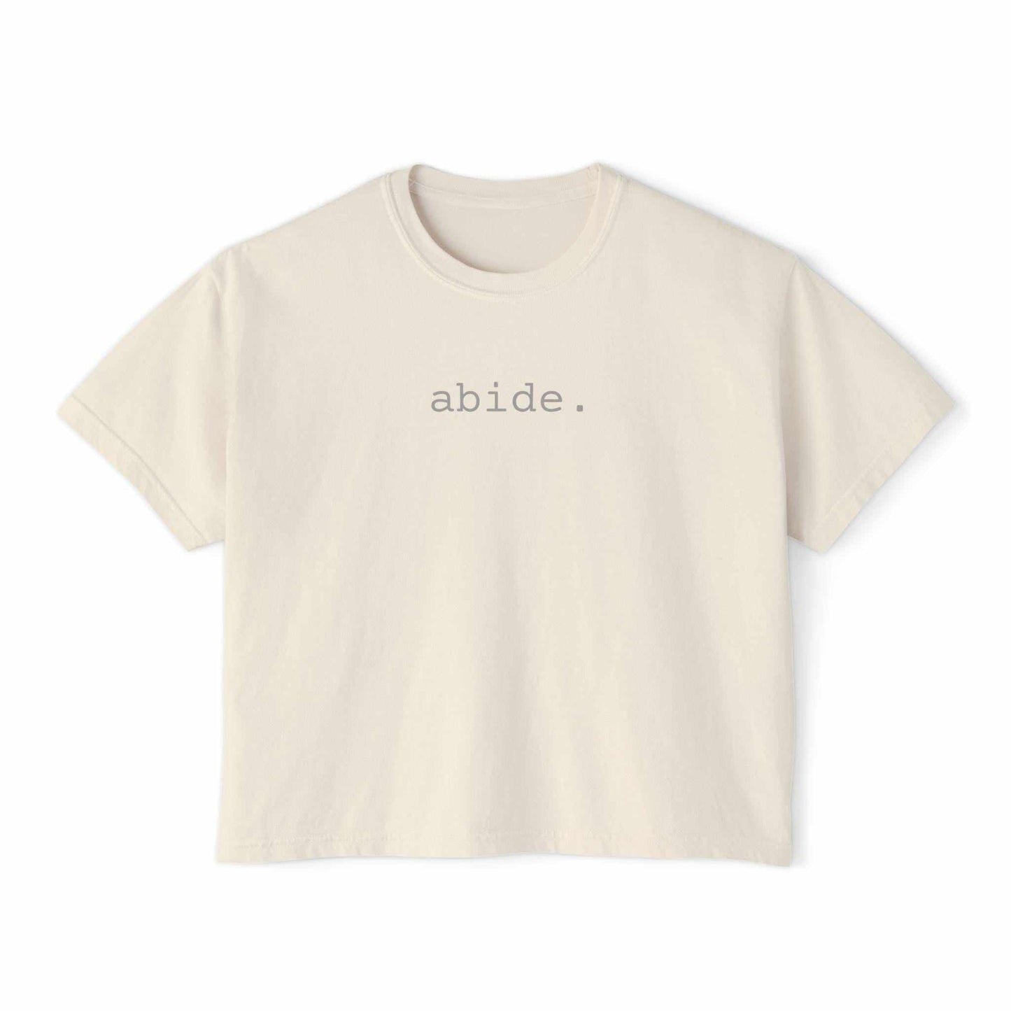 Abide Women's Tee | Vintage-Dye Boxy Christian T-Shirt