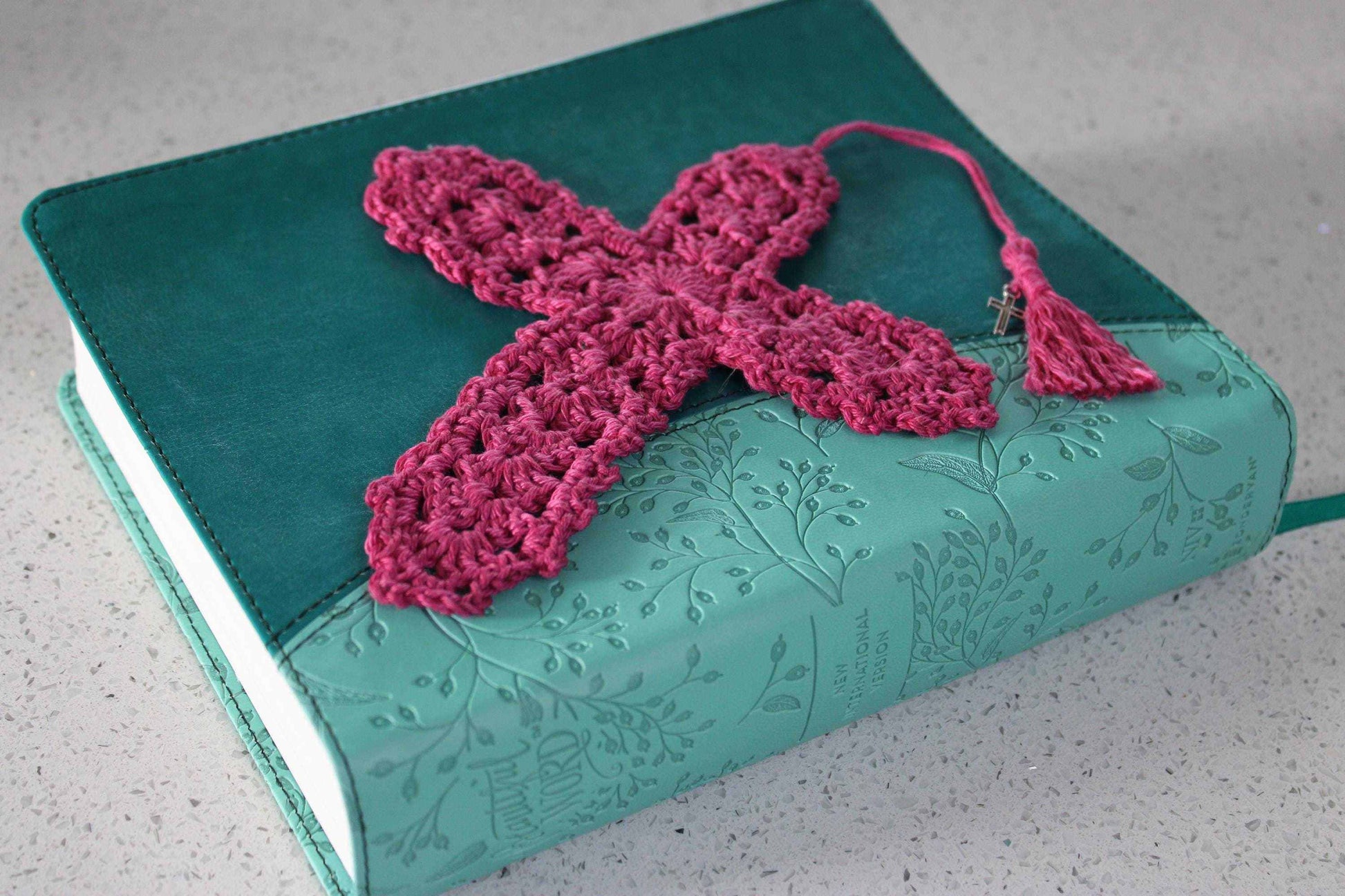 Handmade Crochet Cross Bookmark | Organic Cotton Christian Gift | Religious Bible Bookmark