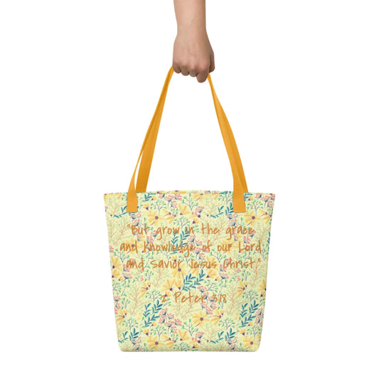 Floral Scripture Tote Bag, Christian Canvas Gift
