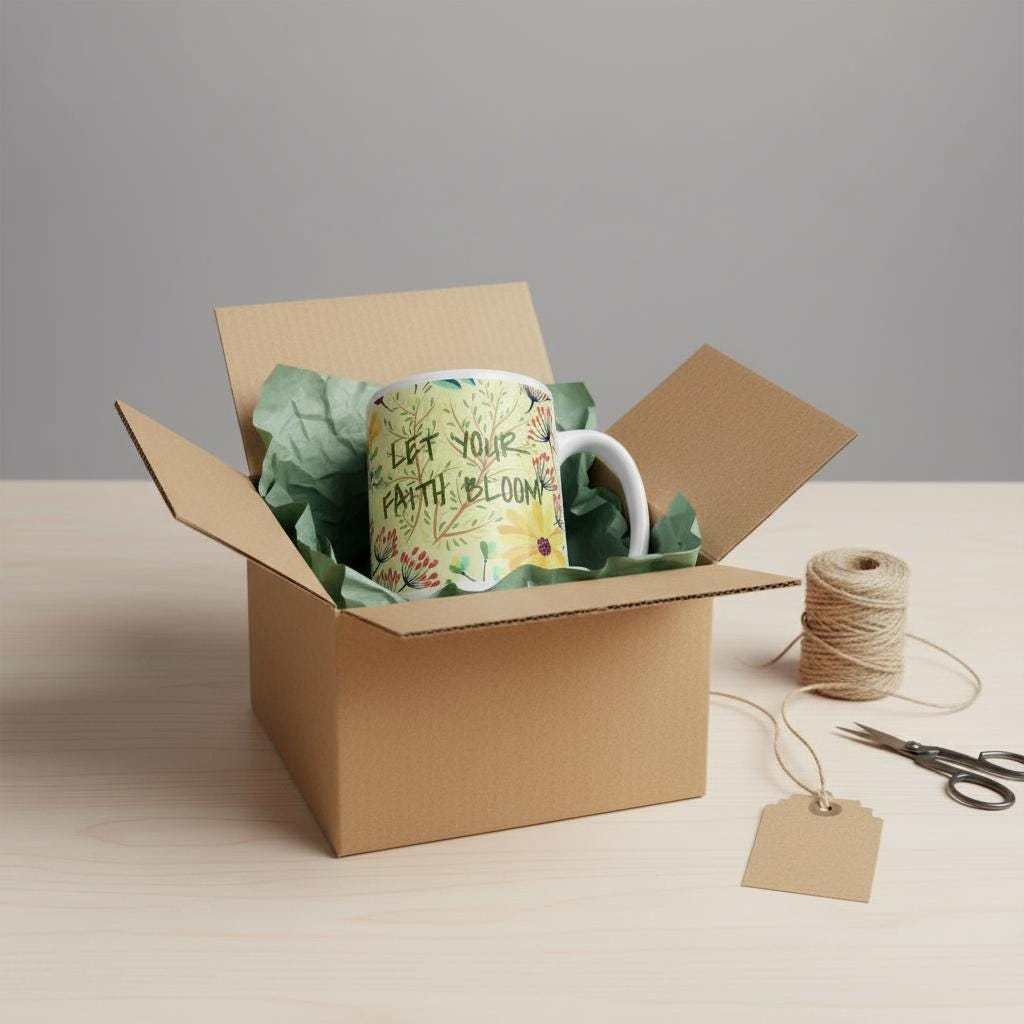 Floral Coffee Mug – Inspirational Christian Gift, "Let Your Faith Bloom"