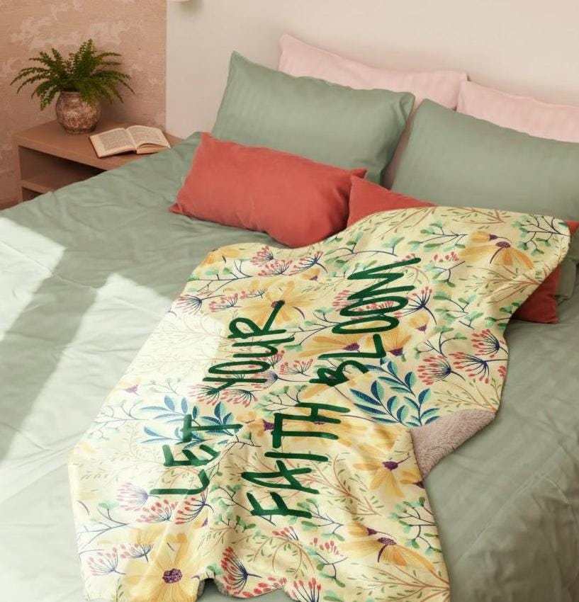 Floral Christian Sherpa Throw Blanket | Inspirational Gift