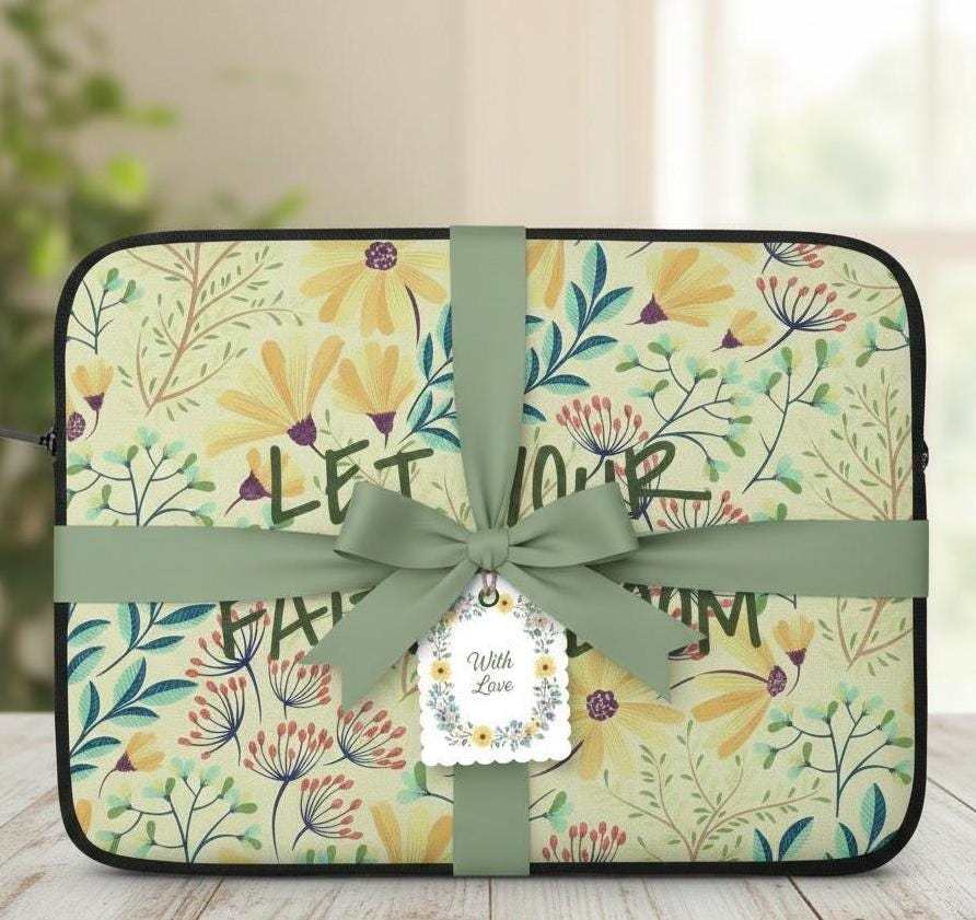 Floral Laptop Sleeve | Christian Bible Verse Tech Gift