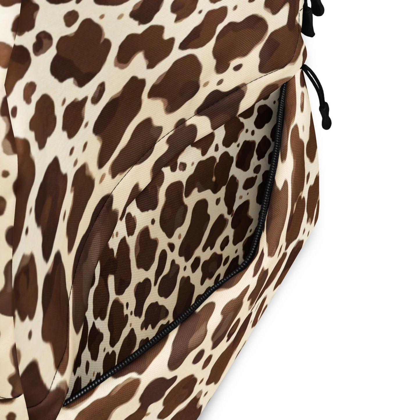 Brown Cow Print Backpack with Padded Laptop Pocket — Stylish, Durable & Perfect for Everyday Adventures