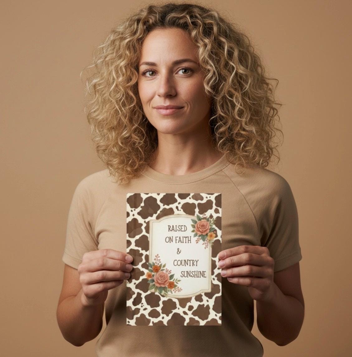 Cow Print Christian Journal | Raised on Faith & Country Sunshine | Western Prayer Book | Hardcover Floral Notebook | Farm Girl Gift