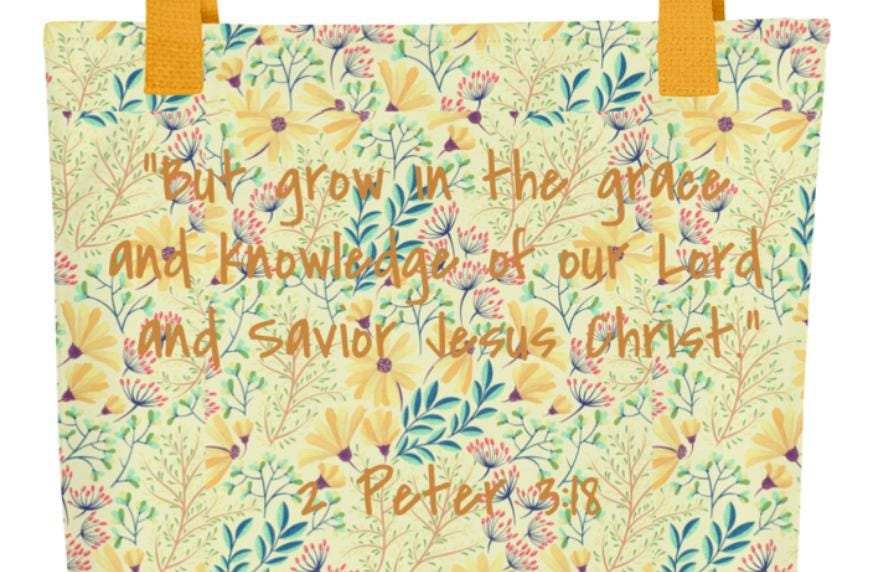 Floral Scripture Tote Bag, Christian Canvas Gift