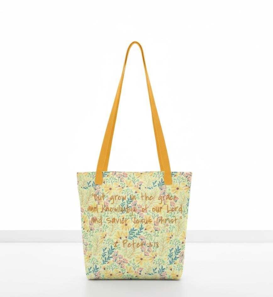 Floral Scripture Tote Bag, Christian Canvas Gift