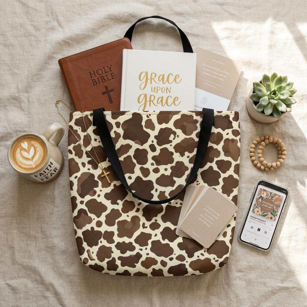 Brown Cow Print Tote