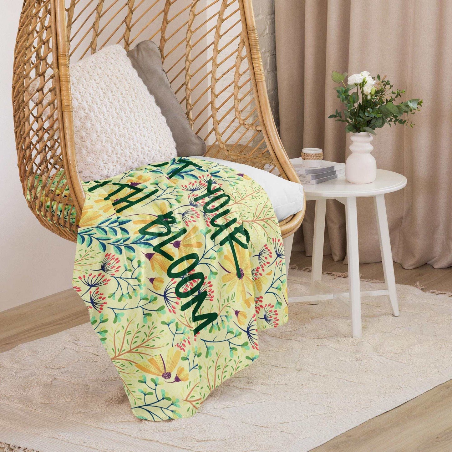 Let Your Faith Bloom Blanket | Floral Christian Sherpa Throw | Inspirational Bible Verse Gift for Her | Religious Home Decor | Cozy Faith