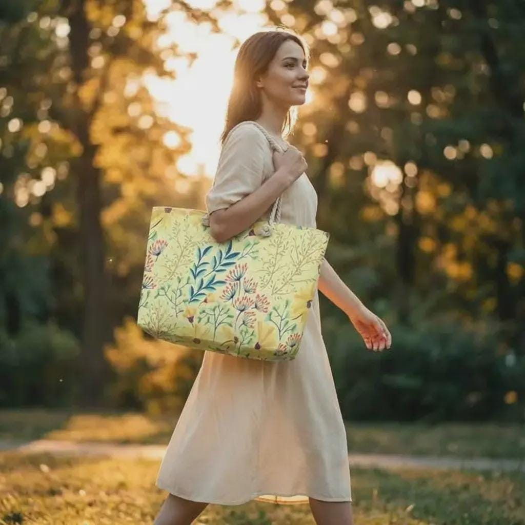 Vintage Floral Print Travel Duffle Bag - Stylish Weekender Tote with Rope Handles & Inner Pocket