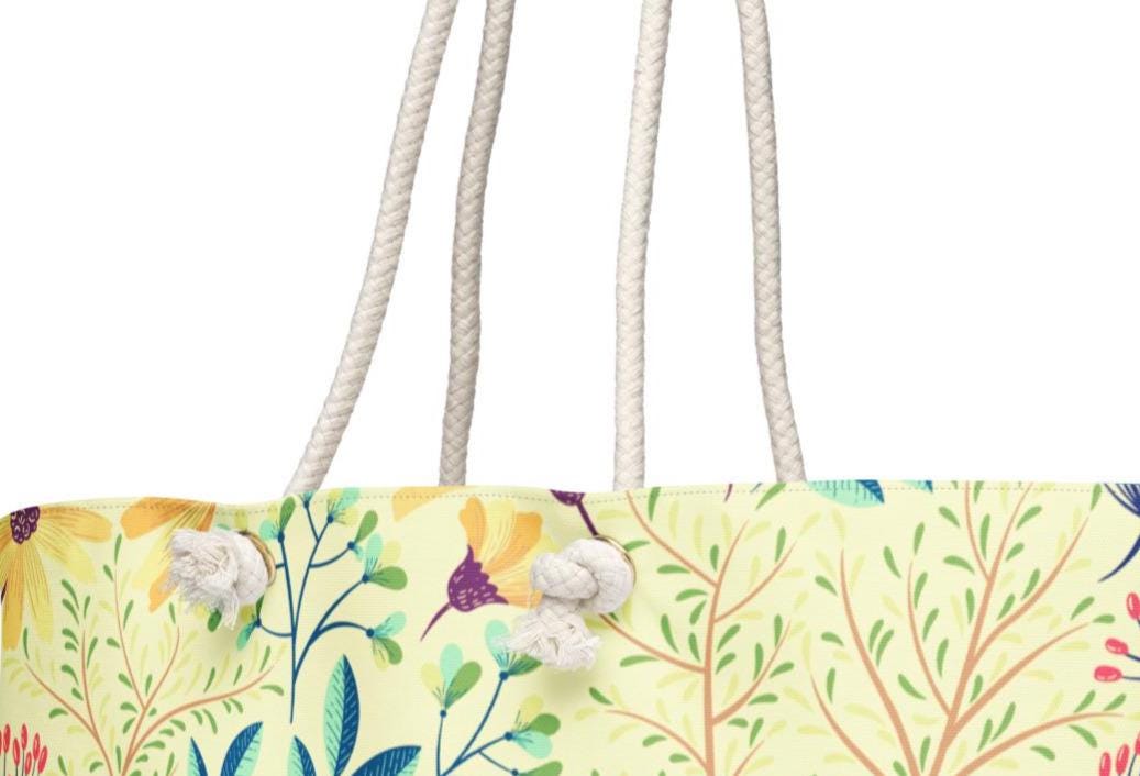 Oversized Floral Weekender Bag | Large Travel Duffle Bag | Botanical Carry-on Tote | Cottagecore Boho Vacation Luggage | Aesthetic Gym Bag