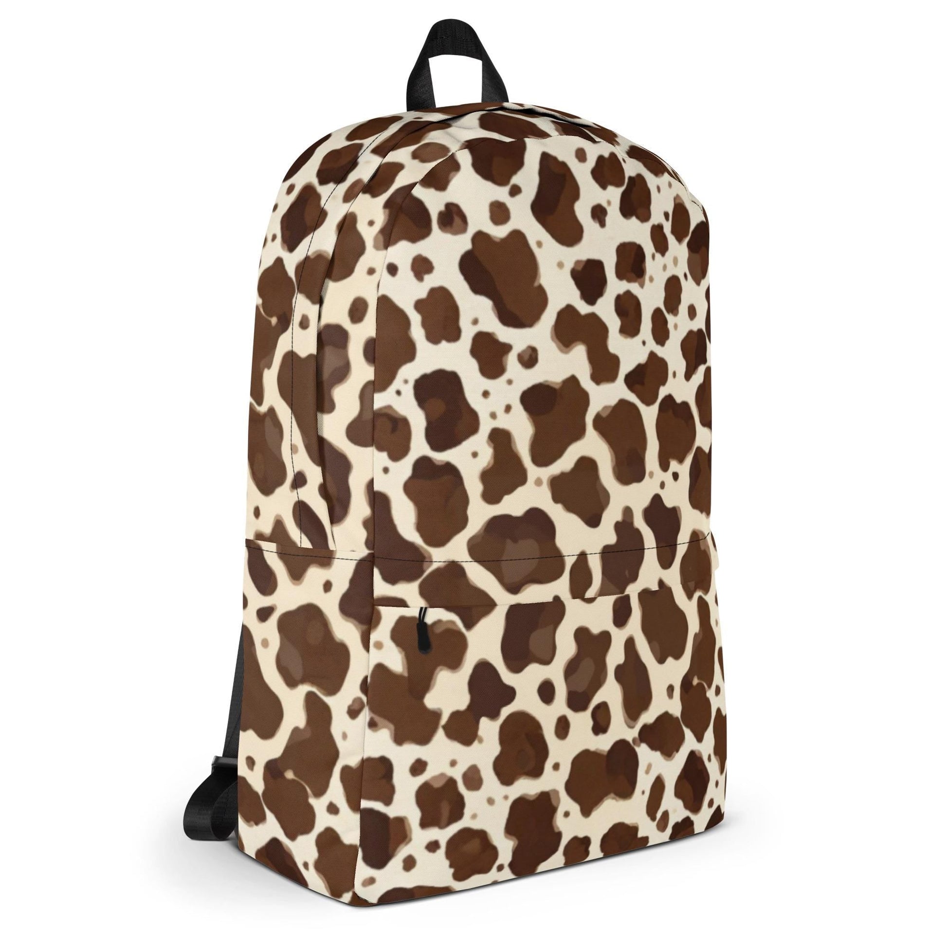 Brown Cow Print Backpack with Padded Laptop Pocket — Stylish, Durable & Perfect for Everyday Adventures