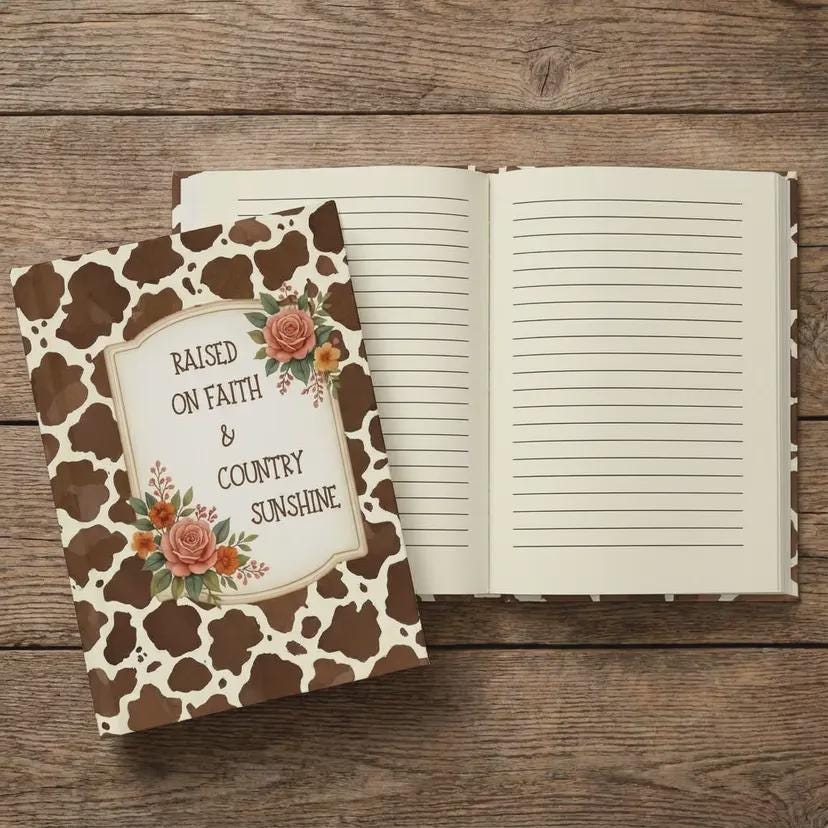 Open journal laying flat on a surface, displaying lined notebook pages with black lines on cream-colored paper, ready for writing.