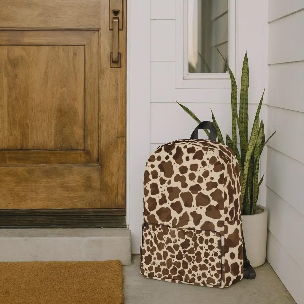Cow Print Laptop Backpack • Western School Travel Bag