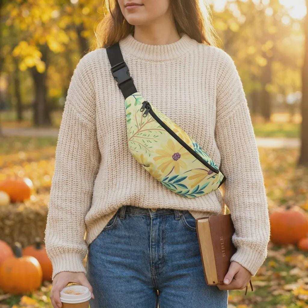 Floral Fanny Pack | Boho Wildflower Waist Belt Bag