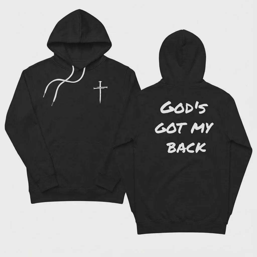 Christian Hoodie God's Got My Back Sweatshirt, Faith Based Cotton Blend Pullover, Religious Gift