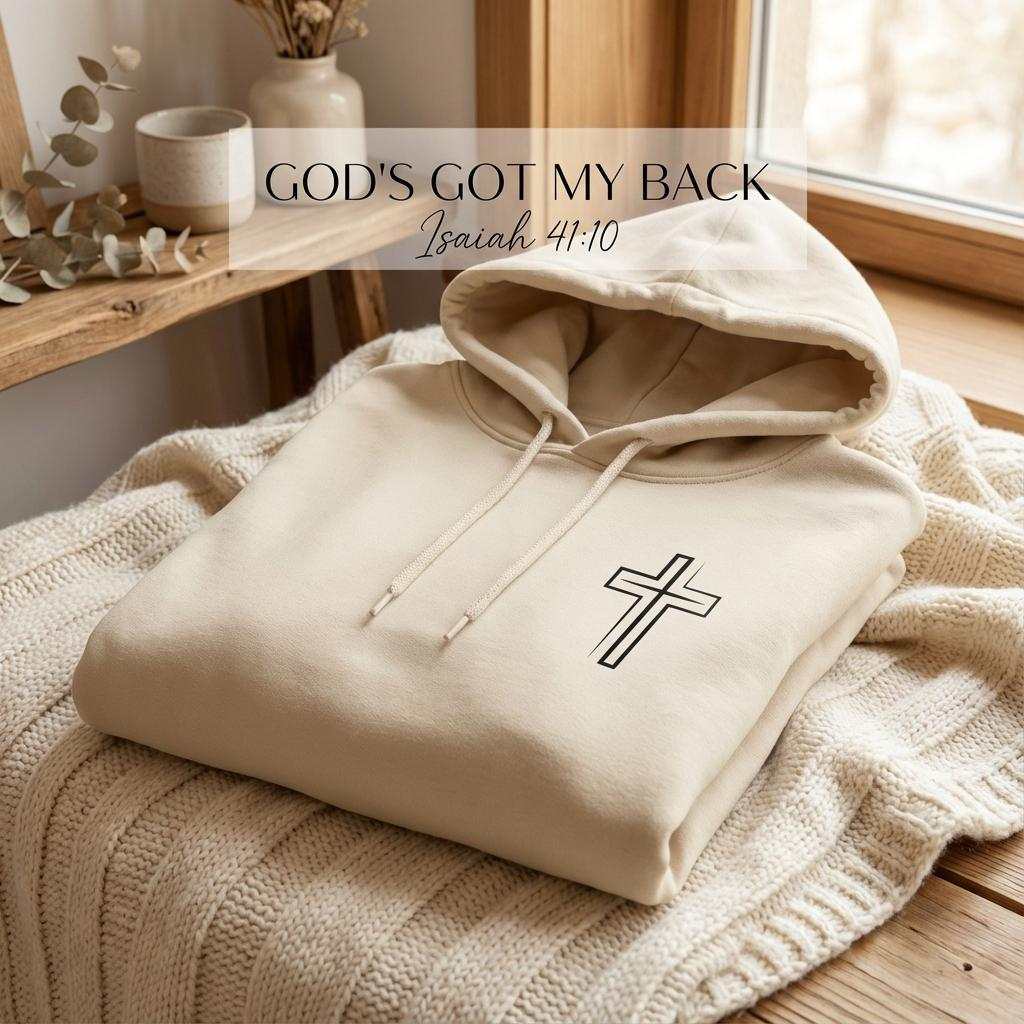 Unisex Christian Hoodie, God's Got My Back Sweater, Faith Message Apparel, Religious Gift