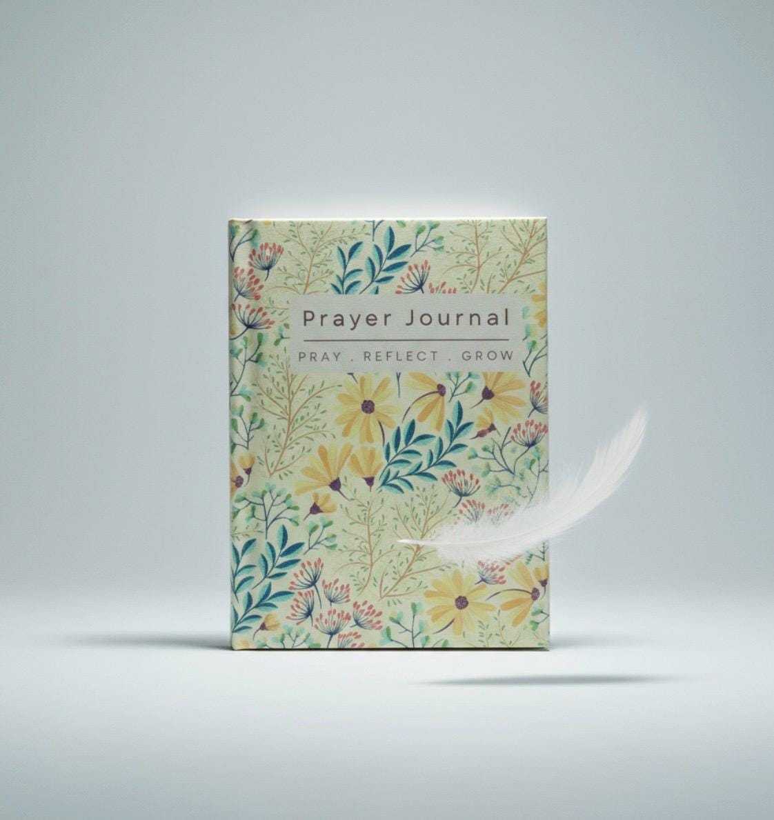 Floral Prayer Journal Hardcover | Pray Reflect Grow Christian Diary | Yellow Botanical Devotional Notebook | 150 Page Faith Gift for Her