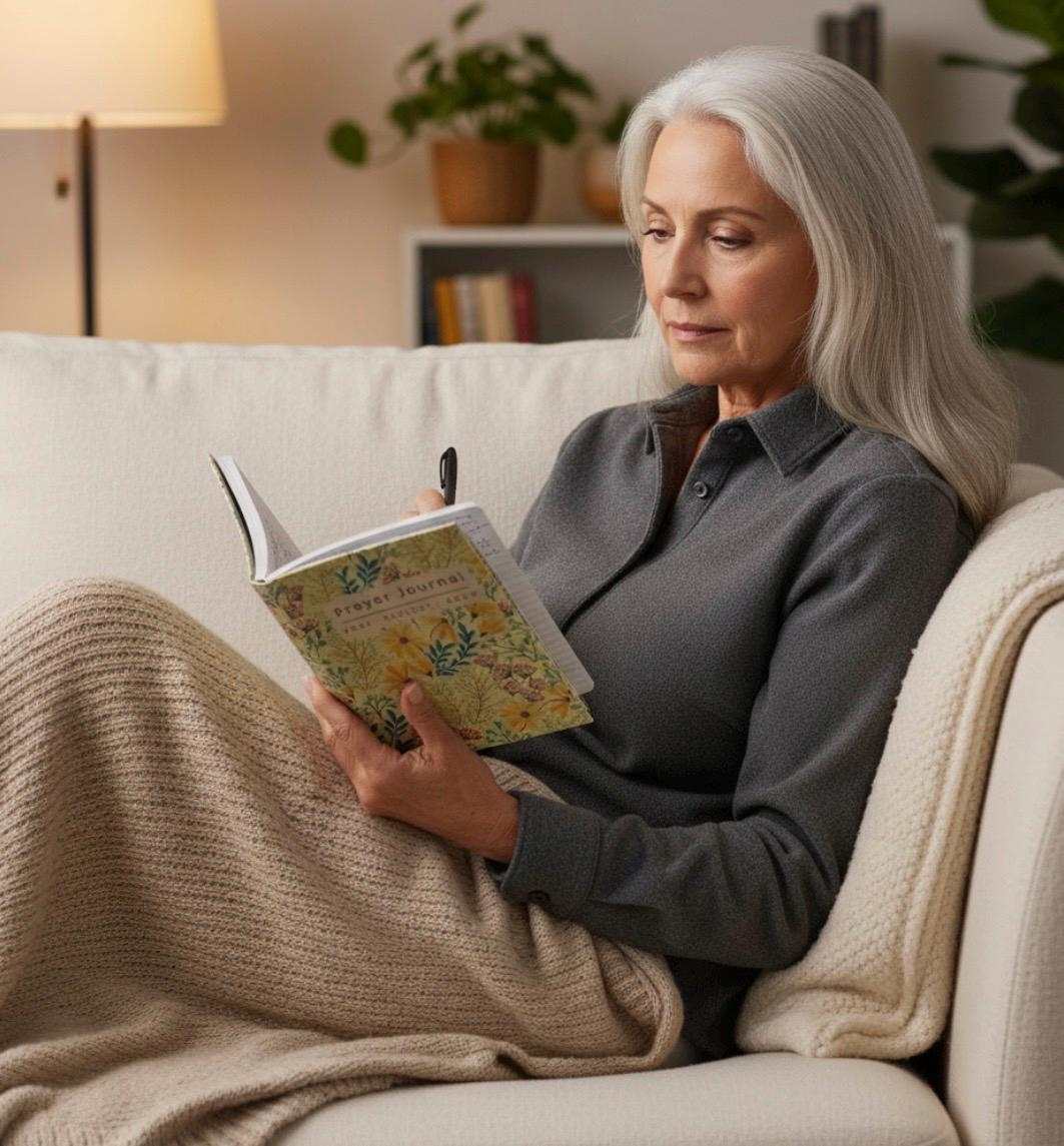 Floral Prayer Journal Hardcover | Pray Reflect Grow Christian Diary | Yellow Botanical Devotional Notebook | 150 Page Faith Gift for Her