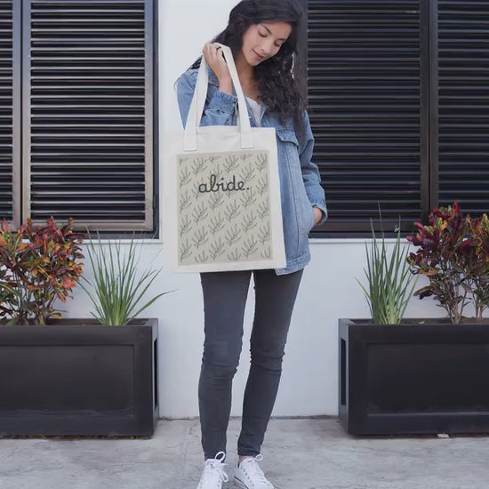 Floral Abide Cotton Canvas Tote Bag – Christian Gift